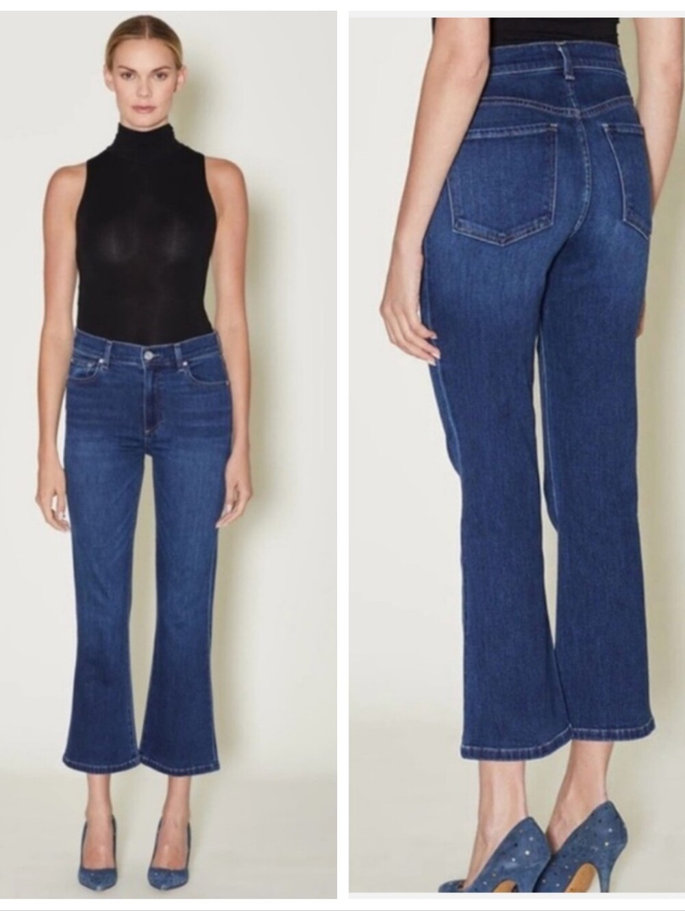 LE JEAN Bella Crop Flare Drea Wash Womens 29 Bohemian Coastal Kick Flare Stretch